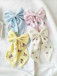 Custom Made Hand Embroidered <b>Hair</b> Bows on Linen Fabric Ideal <b>for</b> <b>Hair</b> Accessory Stores <b>for</b> Resale - Product Image 5