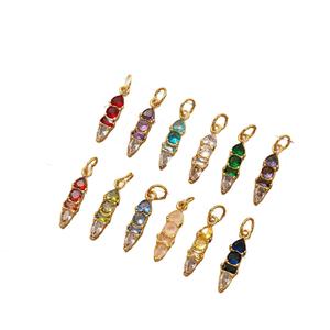 926 plata Multi forma granate cuarzo piedra preciosa encanto colgante-chapado en oro joyería-Colgante hecho a mano - Product Image 3