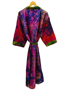 Seda Tie Dye Kimono Sari Robe Vestido de novia Vestido de maternidad Regalo Robe Beach Party Wear Indian Printed Silk Sari Kimono, - Product Image 6