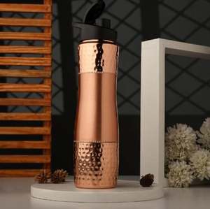 1000ml Large Capacity Eco-Friendly Double-Wall Pure Copper <b>Water</b> <b>Bottle</b> with Sipper Ayurveda Health Benefits <b>Plain</b> - Product Image 1