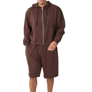 Conjunto de Sudadera con Capucha y Pantalones Cortos de Color Sólido para Hombre, Invierno 2026, 2 Piezas, Casual, Talla Grande, Transpirable, de Secado Rápido, Tejido de Punto, 100% Algodón, OEM - Product Image 4