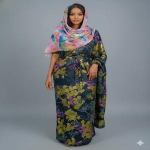 Nouveauté, dernier tissu traditionnel somalien Fransawi Dirac, tissu slub, paillettes dorées, motif floral, pour mariage, occasion spéciale, filles - Product Image 1