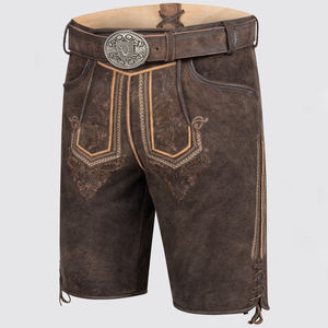 Pantalones cortos de cuero antiguos tradicionales bávaros Oktberfest Lederhosen hechos a medida para hombres tela de lona de cuero de cabra genuino - Product Image 3