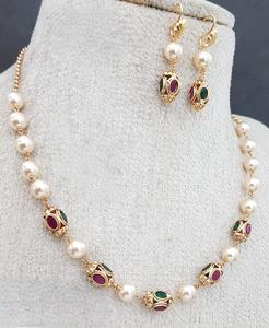 Trendy Premium Quality <b>Gold</b> Finish Antique <b>Necklace</b> <b>Set</b> With <b>Earrings</b> for Engagement Wedding For Women <b>And</b> Girls - Product Image 3