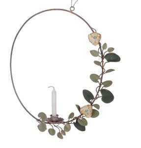 Portavelas de hierro con diseño de hojas de forma redonda, soporte decorativo hecho a mano para Navidad y Festival, portavelas - Product Image 2