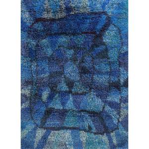 Alfombras de Lana Anudadas a Mano Zuri Blue, Alfombras Rectangulares Abstractas 3D Tipo Rompecabezas para el Hogar, Sala de Estar, Pasillo, Entrada-Paem-747 - Product Image 1