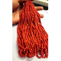 30 brins de corail rouge italien naturel, perles lisses de 4 mm à 5 mm, 1554 carats, longueur de 16 pouces, certifié IROC, pour la fabrication de bijoux, 498 $ US