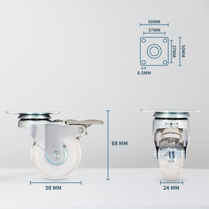 Rueda giratoria de rodillos de PU lisos transparentes con rodamientos de 2 pulgadas de diámetro - Product Image 2
