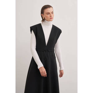 Chaleco de Lana Negro sin Mangas para Mujer, Talla Grande, con Plumas y Botones Vintage - Product Image 5
