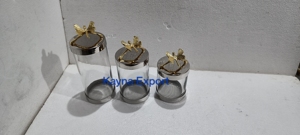 Luxuries Metal Leaf Handle Canister for <b>Storage</b> Kitchen Top Fancy Canister Set of 3 <b>Storage</b> <b>Jar</b> for <b>Coffee</b> Sugar and Cookies - Product Image 5