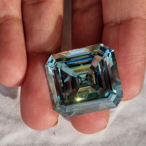 41 Ct Blue Asscher Cut <b>Moissanite</b> Diamond Blue <b>Loose</b> <b>Moissanite</b> VVS Clarity Making for <b>Moissanite</b> Pendant & Customized Jewelry - Product Image 3