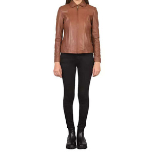 แจ็กเก็ตหนังแท้กันลมสำหรับผู้หญิง2025เสื้อแจ็กเก็ตหนังแท้สำหรับฤดูใบไม้ร่วงโลโก้ออกแบบได้ตามต้องการสำหรับฤดูหนาว - Product Image 5