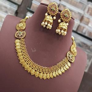 Premium Quality Antique Exclusive Unique Design Gold Plated <b>Necklace</b> <b>Set</b> With Earrings For <b>Wedding</b> Collection For Women - Product Image 1