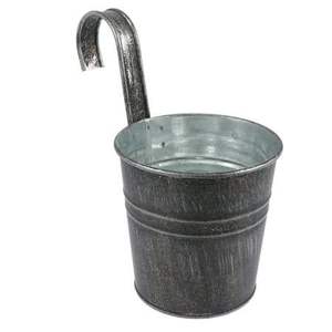 Hot Selling <b>Metal</b> Galvanized Planter <b>Bucket</b> With Bronze Handle Classic Design Garden Pot For Outdoor And Garden Decoration - Product Image 2
