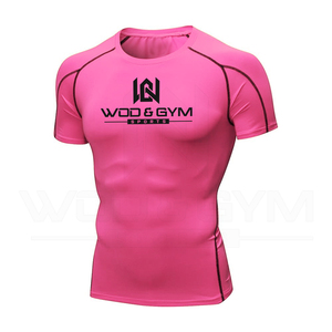 Gym Fitness personnalisé 100% polyester vêtements de course T-Shirt hommes évacuation de l'humidité solide conception Sportswear Rash Guard pour l'entraînement - Product Image 5