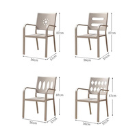 Chaise de patio moderne en aluminium inaltérable toutes saisons avec accoudoirs et dossier rond ajouré à motifs floraux, pour l'extérieur et les loisirs