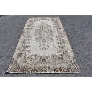 Vintage Turkish Rug Classic Beige <b>Brown</b> 5.1 X 9.7ft Large Area <b>Wool</b> Material Latex Patchwork for Hallway Bedroom Bedside Rug - Product Image 1