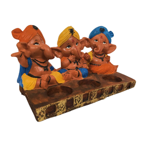 Handmade Hand-painted Multicolour Resin Ganesh Ji Statue Set of 3 for Traditional Religious <b>Home</b> <b>Decor</b> & <b>Gift</b> - Product Image 6
