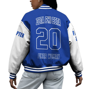 Zeta Phi Beta 1920 Fondateurs Édition Sororité Bleu Blanc Varsity Letterman Veste ZPB Vie Grecque Chenille Patch Gear - Product Image 2