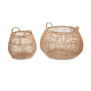 Vietrustic Handmade Bin Bamboo Rattan Basket Kid Toy Storage Wicker Basket Home Organizer DIY
