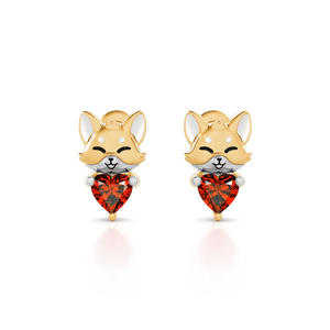 Boucles d'oreilles clous en argent sterling Jeulia Hug Me Baby Fox en forme de cœur, cadeau idéal - Product Image 1