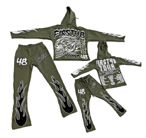 Ensemble unisexe pull à capuche personnalisé de haute qualité 100% coton en détresse graphique Vintage bords d'hiver à capuche imprimé ensemble pour hommes - Product Image 3