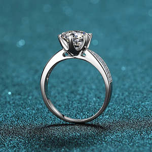 NOVAMART Fine Moissanite <b>Solitaire</b> <b>Ring</b> in Sterling <b>Silver</b>-Stellar Embrace Design Wholesale Export - Product Image 4