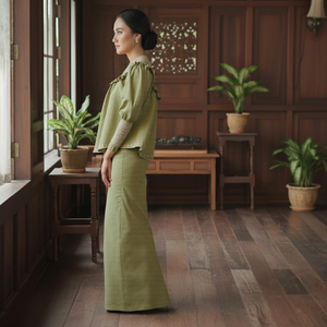 Ensemble Sedondon Raya 2025 Baju Kurung Borong Direct Kilang Vintage Brodé Moderne Drapé Écologique Sans Repassage Cey Crepe Prêt à Porter - Product Image 3