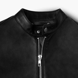 Best Selling Men's Slim Winter Jacket Customized Design <b>Leather</b> <b>Top</b> Unique Features Black Stand Collar Zipper Waterproof <b>High</b> - Product Image 4