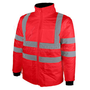 Chaleco de Seguridad Reflectante Rojo ANSI Clase 2, Impermeable, con Franjas de Alta Visibilidad, Cierre Frontal con Cremallera, Logotipo Personalizado, Alta Calidad - Product Image 5