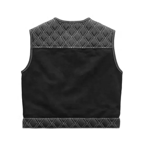 Gilet d'hiver en cuir PU pour homme, style motard, col en V, fermeture éclair, taille ajustable, coupe classique, imprimé, séchage rapide, anti-plis - Product Image 4