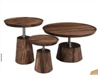 Tables Modernes en Bois Massif Finition Antique Base Sphérique Plusieurs Finitions Écologiques Durables Ensemble Salon Entrée Appartement Lune Étoile