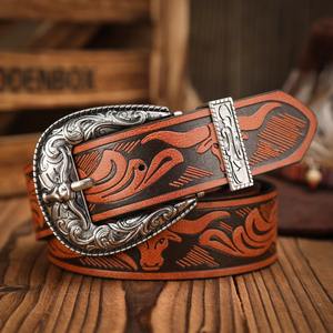 Ceintures en cuir pour hommes Casual Cow Hide Western Fashion Style Custom Logo Colorful Stainless Steel Buckle Woven Technics - Product Image 6