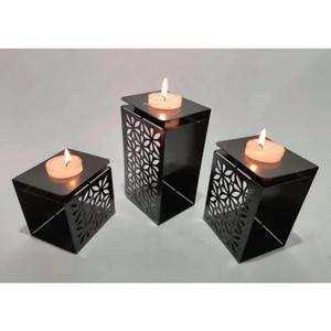 Lampe à thé en métal en vrac en gros bougeoir couleur noire conception personnalisée support de lampe de thé floral pour la décoration de la maison - Product Image 4