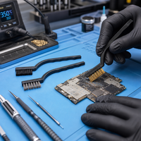 Kit de 3 petites brosses de précision en laiton, acier inoxydable et nylon pour l'entretien des cartes de circuits imprimés (PCB)