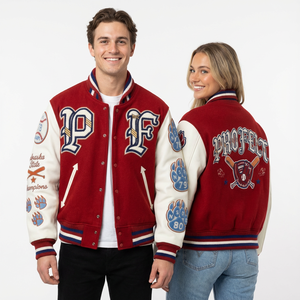 Veste de baseball universitaire streetwear brodée personnalisée pour hommes, veste universitaire unisexe, manches en cuir et laine, veste universitaire à lettres - Product Image 6