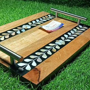 ถาดหูจับทำจากไม้ลายหอยมุกธรรมชาติสุดหรูถาดเสิร์ฟขนมวันเดือนรอมฎอนมูบารัก - Product Image 1