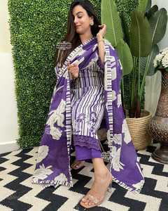 Conjunto de traje de mujer de algodón puro de nuevo diseño de la mejor calidad con Dupatta a juego para uso en fiesta de boda de la India - Product Image 4