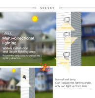 Lampe murale solaire LED SRESKY avec détecteur de mouvement pour la sécurité extérieure et la décoration de jardin, lampe murale solaire à capteur