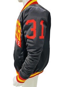 Veste de baseball noire personnalisée pour hommes avec col montant Service OEM Hot Selling Trending Graffiti Design Front Logo Placement - Product Image 4