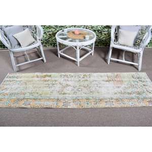 Tapis turc 2,2 x 7,5 pieds, tapis vintage, tapis oriental vert en laine - Product Image 3