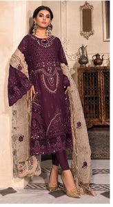 Nuevo Traje Paquistaní de Organza Bordado con Pantalón Stanton Pesado y Dupatta de Organza para Venta al por Mayor - Product Image 3