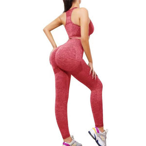 High Waist Fitness <b>Leggings</b> Elastic <b>Compression</b> Knitted Scrunch Butt Yoga Set for <b>Women</b> Seamless Gym Butt Lift Plus Size - Product Image 5