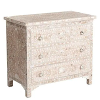 Nouvelle conception de commode à tiroirs en incrustation d'os, motif floral multicolore, dessus de table en incrustation d'os/nacre, commode à tiroirs à prix bas