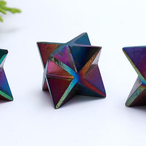 Quartz naturel Merkaba étoile cristal porte-clés vert obsidienne cristal rideau étoile anis obsidienne Spitzen charmant pendentifs breloques - Product Image 2