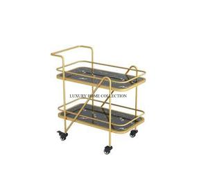 Modern Premium Metal Serving Trolley with Elegant Detailing and Multi-tiered Design for Serving Food or Drinks - Product Image 4