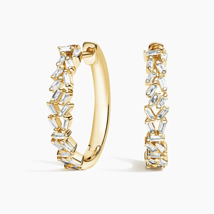 Pendientes de aro de oro blanco y rosa de 10 quilates a la moda para mujer Diamantes cultivados en laboratorio brillantes Adornados chapados en oro para boda - Product Image 3