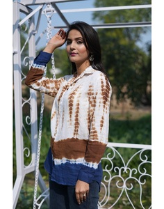 Moderno Ecológico Premium 100% Algodón Floral Cuello en V Camisa Tops Botón Frontal Cintura Natural Sin Esfuerzo Armario Grapa India - Product Image 4