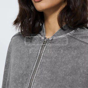 ชุดวอร์มผู้หญิงซักด้วยกรดผ้าฝ้าย35% โพลีเอสเตอร์65% ชุดวอร์มผ้าฝ้ายโอเวอร์ไซส์ออกแบบโลโก้ได้ตามต้องการ - Product Image 5