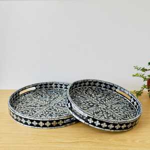 Bandejas para servir de madreperla con fregona Hoteles y restaurante Bandejas con incrustaciones de hueso de faizacraft - Product Image 3